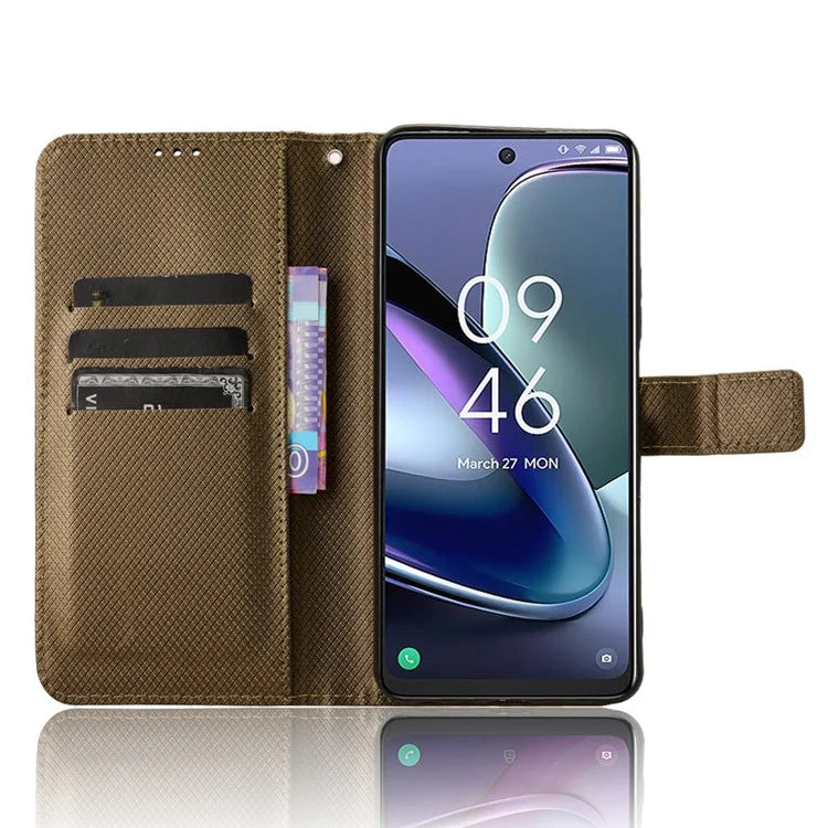 For TCL 50 5G Case Diamond Texture Leather Full Wrapped Phone Cover with Wrist Strap