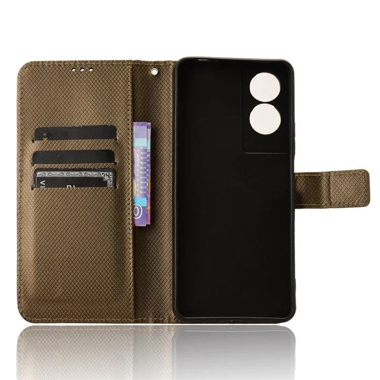 For TCL 50 5G Case Diamond Texture Leather Full Wrapped Phone Cover with Wrist Strap