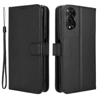 For TCL 50 5G Case Diamond Texture Leather Full Wrapped Phone Cover with Wrist Strap