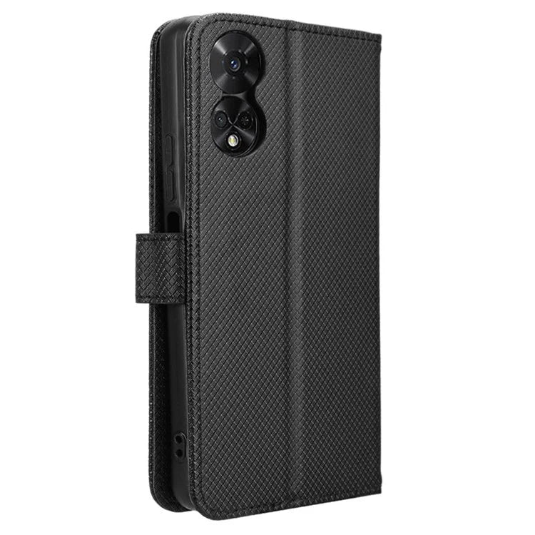 For TCL 50 5G Case Diamond Texture Leather Full Wrapped Phone Cover with Wrist Strap