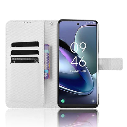For TCL 50 5G Case Diamond Texture Leather Full Wrapped Phone Cover with Wrist Strap