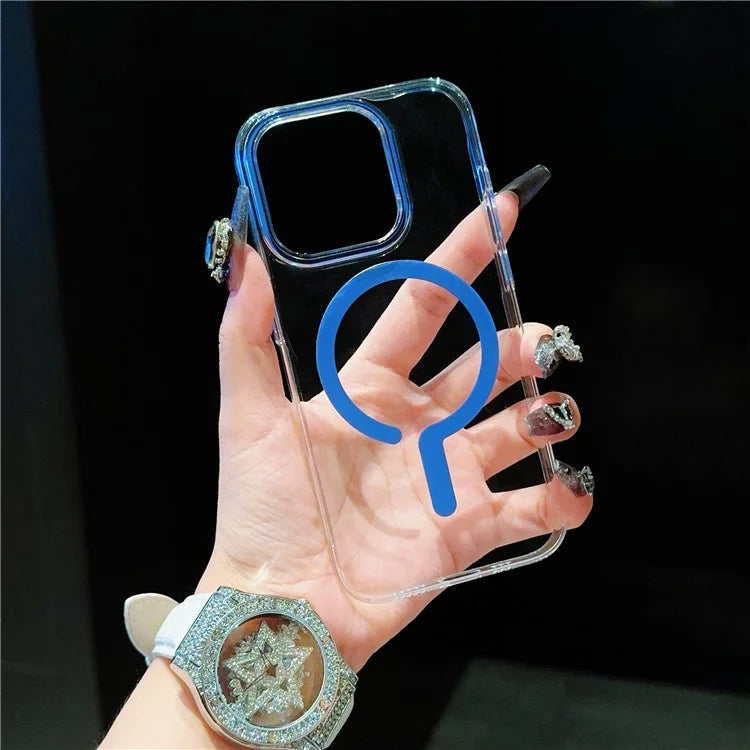 For iPhone 15 Pro Max Clear Case TPU+PC Phone Cover Compatible with MagSafe