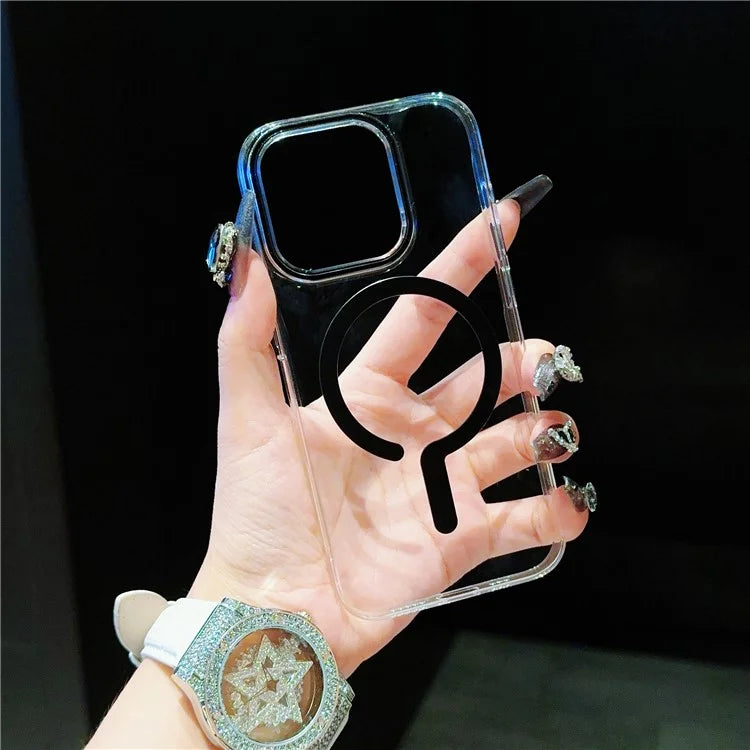 For iPhone 15 Pro Max Clear Case TPU+PC Phone Cover Compatible with MagSafe