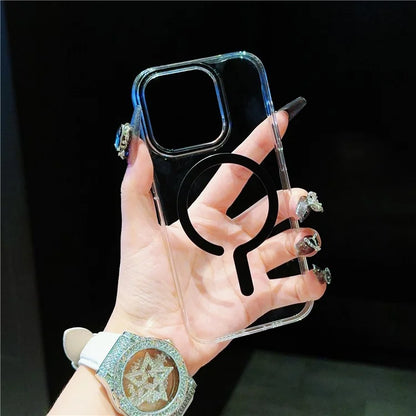 For iPhone 15 Pro Max Clear Case TPU+PC Phone Cover Compatible with MagSafe