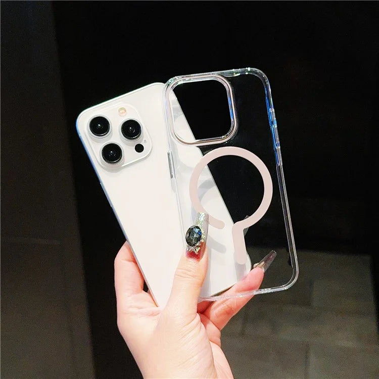 For iPhone 15 Pro Max Clear Case TPU+PC Phone Cover Compatible with MagSafe