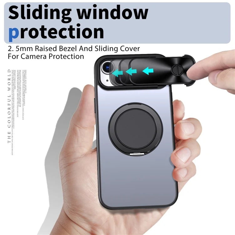 For iPhone 13 / 14 Case Compatible with MagSafe Kickstand Hard PC Phone Cover with Sliding Lens Guard