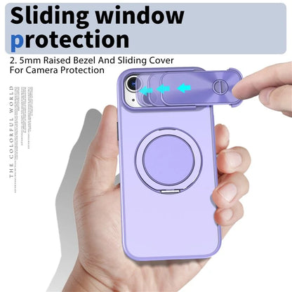For iPhone 13 / 14 Case Compatible with MagSafe Kickstand Hard PC Phone Cover with Sliding Lens Guard
