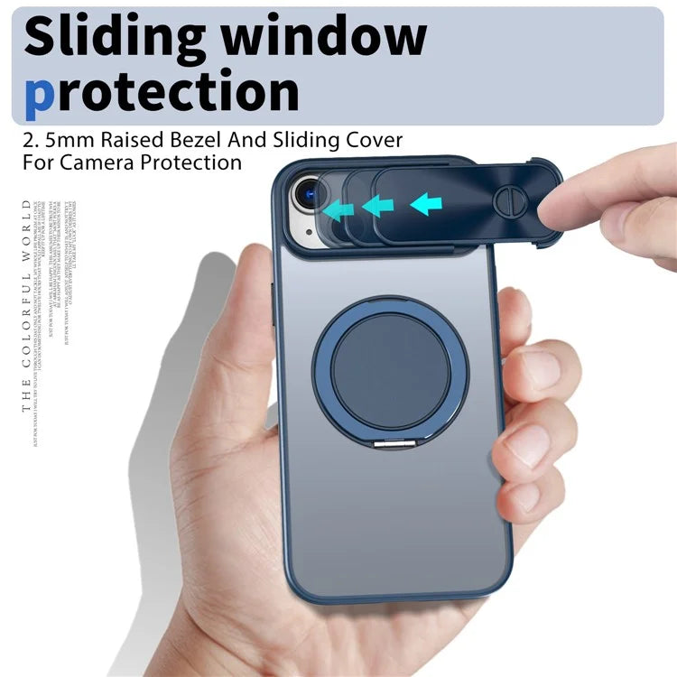 For iPhone 13 / 14 Case Compatible with MagSafe Kickstand Hard PC Phone Cover with Sliding Lens Guard