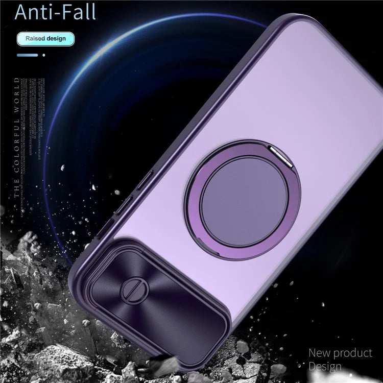 For iPhone 13 / 14 Case Compatible with MagSafe Kickstand Hard PC Phone Cover with Sliding Lens Guard