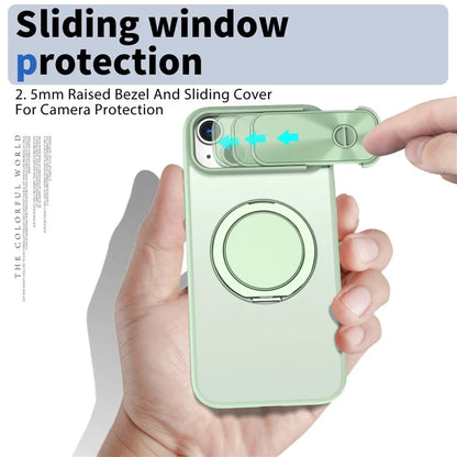 For iPhone 13 / 14 Case Compatible with MagSafe Kickstand Hard PC Phone Cover with Sliding Lens Guard