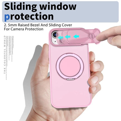 For iPhone 13 / 14 Case Compatible with MagSafe Kickstand Hard PC Phone Cover with Sliding Lens Guard