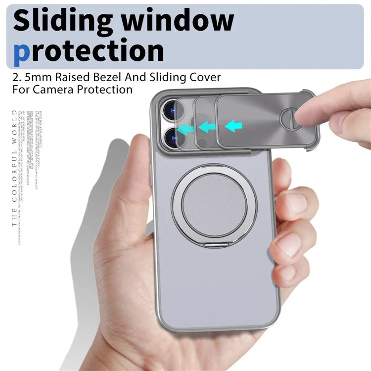 For iPhone 14 Pro Max Magnetic Case Kickstand Hard PC Phone Shell with Lens Protector