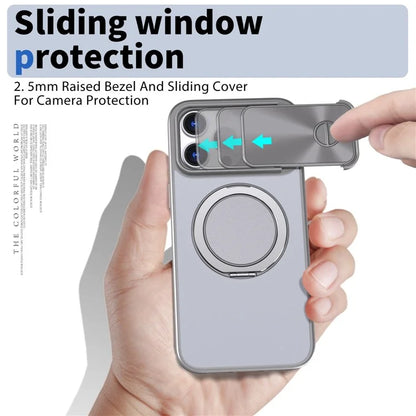 For iPhone 14 Pro Max Magnetic Case Kickstand Hard PC Phone Shell with Lens Protector