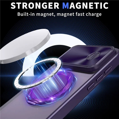 For iPhone 14 Pro Max Magnetic Case Kickstand Hard PC Phone Shell with Lens Protector