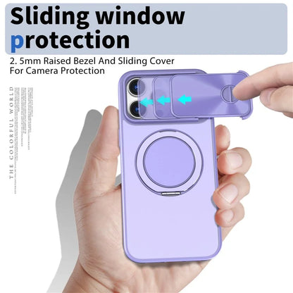 For iPhone 14 Pro Max Magnetic Case Kickstand Hard PC Phone Shell with Lens Protector