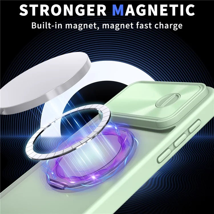 For iPhone 14 Pro Max Magnetic Case Kickstand Hard PC Phone Shell with Lens Protector