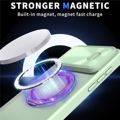 For iPhone 14 Pro Max Magnetic Case Kickstand Hard PC Phone Shell with Lens Protector
