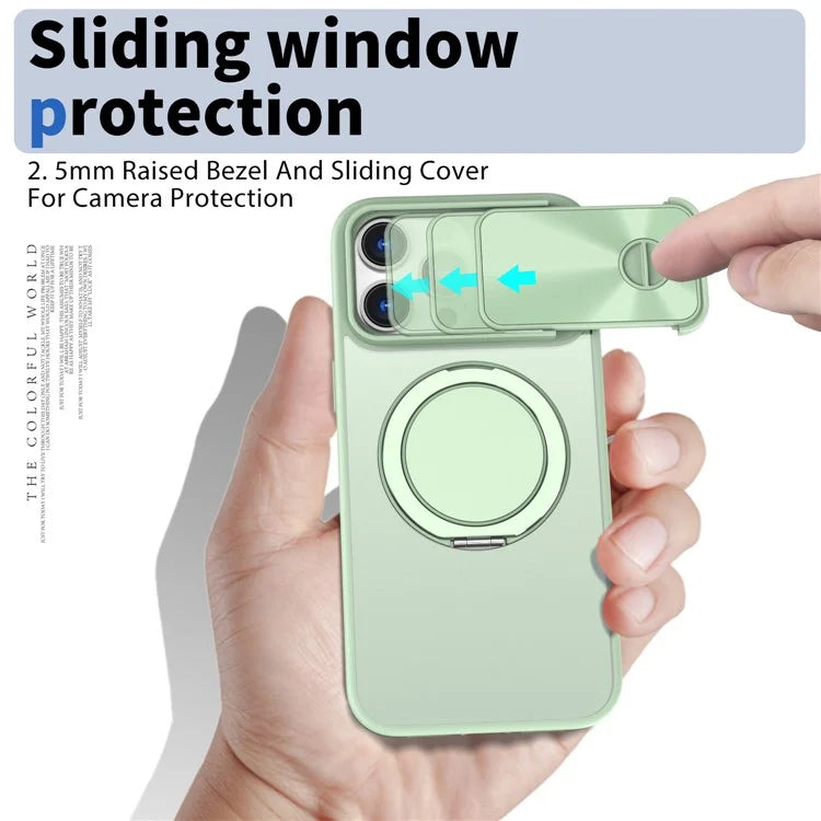 For iPhone 14 Pro Max Magnetic Case Kickstand Hard PC Phone Shell with Lens Protector