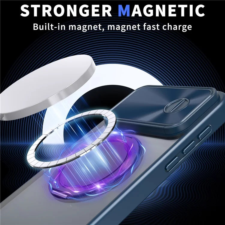 For iPhone 14 Pro Max Magnetic Case Kickstand Hard PC Phone Shell with Lens Protector