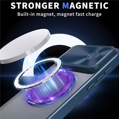 For iPhone 14 Pro Max Magnetic Case Kickstand Hard PC Phone Shell with Lens Protector