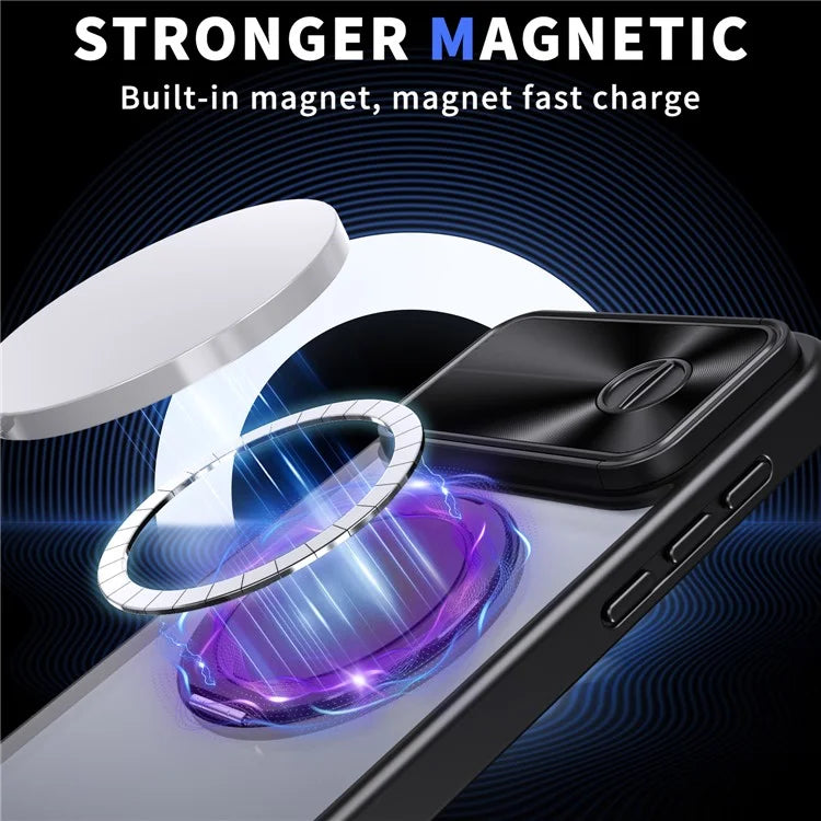 For iPhone 14 Pro Max Magnetic Case Kickstand Hard PC Phone Shell with Lens Protector