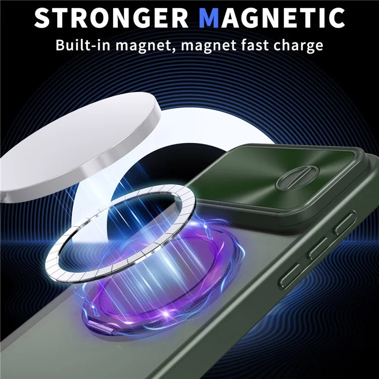 For iPhone 14 Pro Max Magnetic Case Kickstand Hard PC Phone Shell with Lens Protector