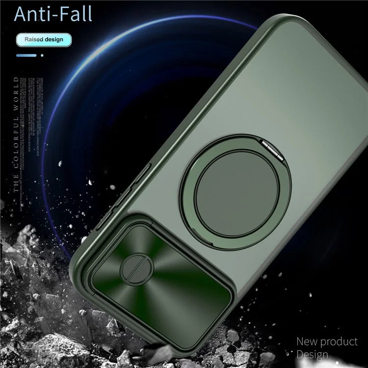 For iPhone 14 Pro Max Magnetic Case Kickstand Hard PC Phone Shell with Lens Protector