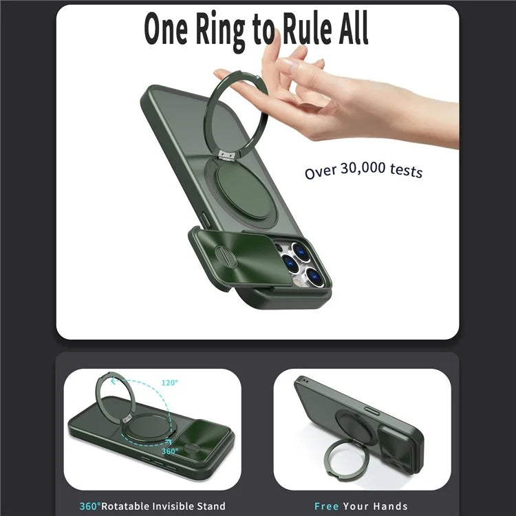 For iPhone 14 Pro Max Magnetic Case Kickstand Hard PC Phone Shell with Lens Protector