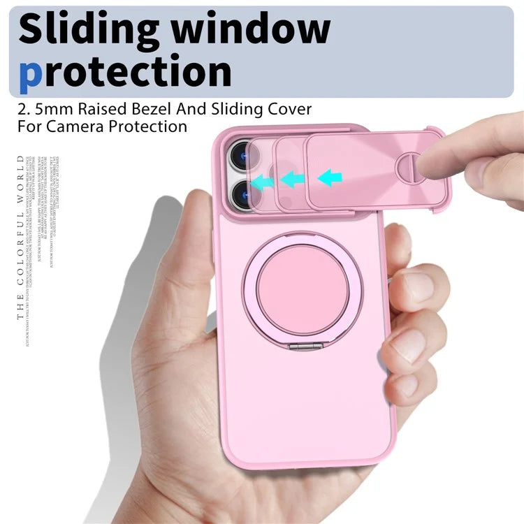For iPhone 14 Pro Max Magnetic Case Kickstand Hard PC Phone Shell with Lens Protector