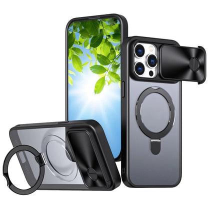 Style B For iPhone 15 Pro Max Magnetic Phone Case with Kickstand Lens Protection Hard PC Shell