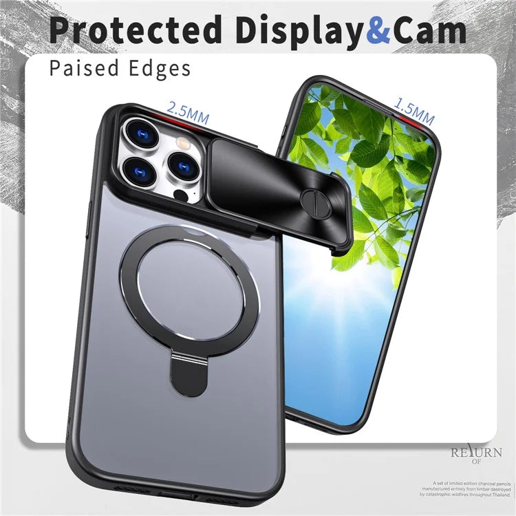 Style B For iPhone 15 Pro Max Magnetic Phone Case with Kickstand Lens Protection Hard PC Shell