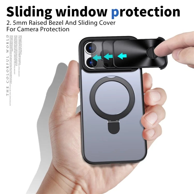 Style B For iPhone 15 Pro Max Magnetic Phone Case with Kickstand Lens Protection Hard PC Shell