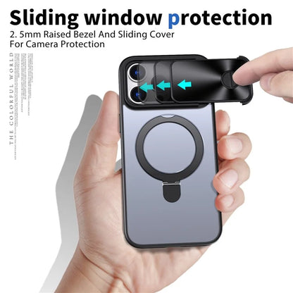 Style B For iPhone 15 Pro Max Magnetic Phone Case with Kickstand Lens Protection Hard PC Shell