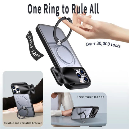 Style B For iPhone 15 Pro Max Magnetic Phone Case with Kickstand Lens Protection Hard PC Shell