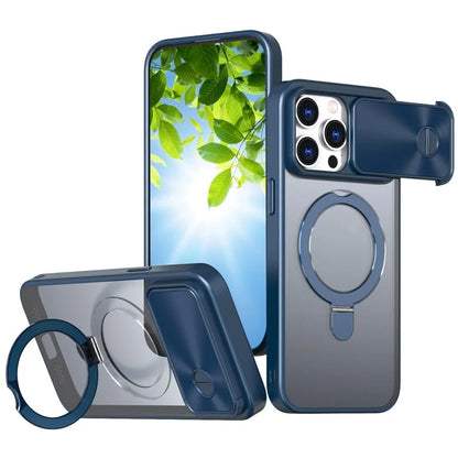 Style B For iPhone 15 Pro Max Magnetic Phone Case with Kickstand Lens Protection Hard PC Shell