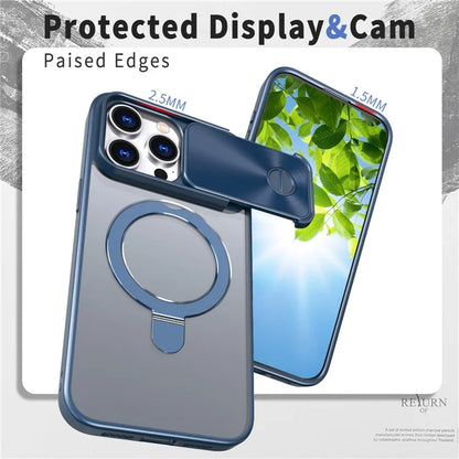 Style B For iPhone 15 Pro Max Magnetic Phone Case with Kickstand Lens Protection Hard PC Shell
