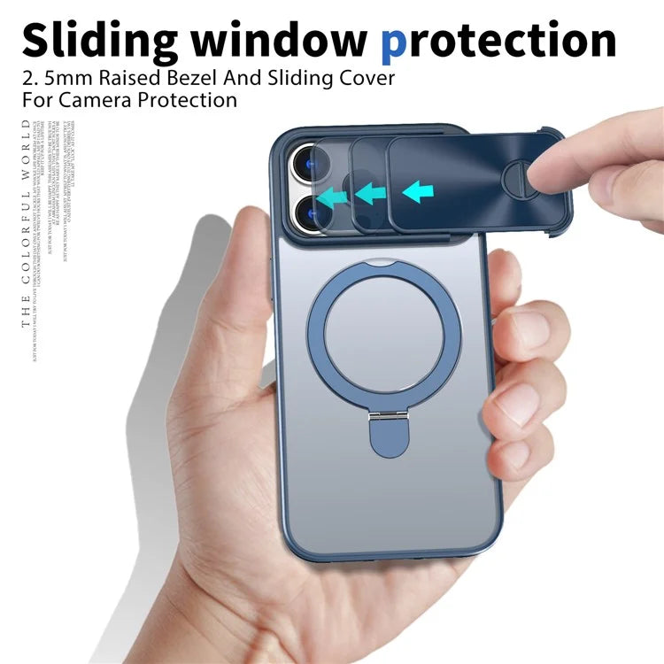 Style B For iPhone 15 Pro Max Magnetic Phone Case with Kickstand Lens Protection Hard PC Shell