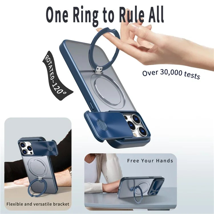 Style B For iPhone 15 Pro Max Magnetic Phone Case with Kickstand Lens Protection Hard PC Shell
