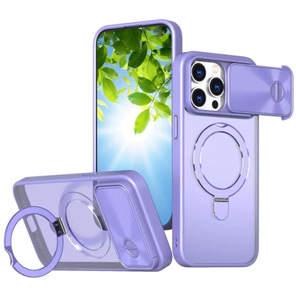Style B For iPhone 15 Pro Max Magnetic Phone Case with Kickstand Lens Protection Hard PC Shell