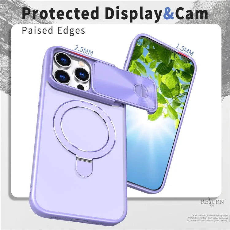 Style B For iPhone 15 Pro Max Magnetic Phone Case with Kickstand Lens Protection Hard PC Shell