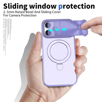 Style B For iPhone 15 Pro Max Magnetic Phone Case with Kickstand Lens Protection Hard PC Shell