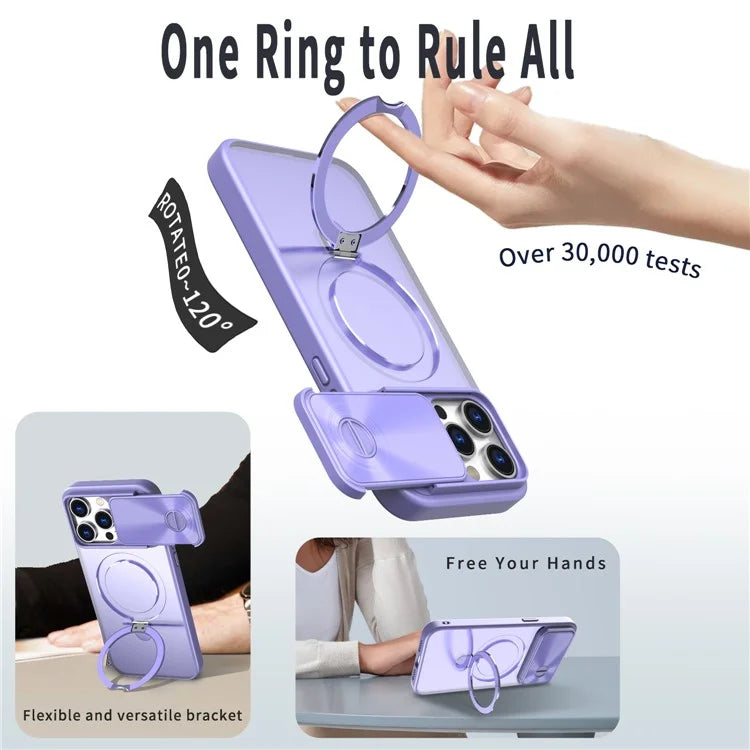 Style B For iPhone 15 Pro Max Magnetic Phone Case with Kickstand Lens Protection Hard PC Shell