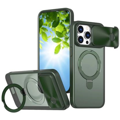 Style B For iPhone 15 Pro Max Magnetic Phone Case with Kickstand Lens Protection Hard PC Shell