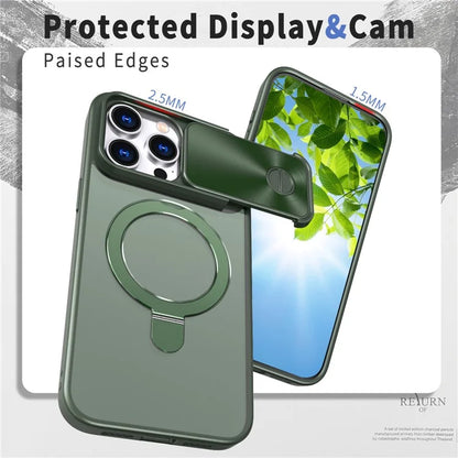 Style B For iPhone 15 Pro Max Magnetic Phone Case with Kickstand Lens Protection Hard PC Shell