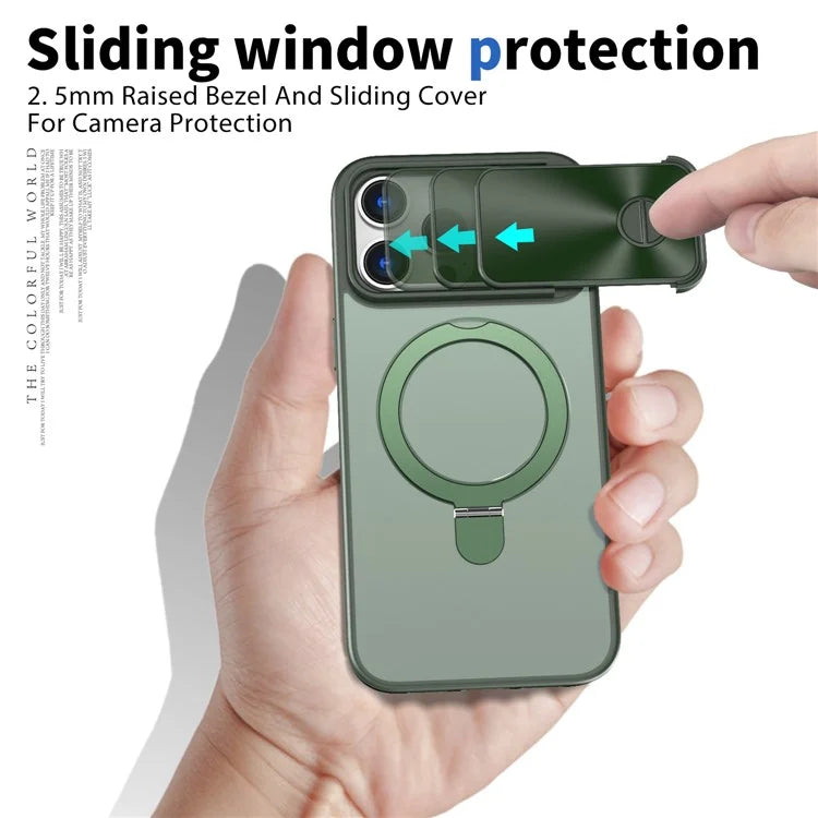 Style B For iPhone 15 Pro Max Magnetic Phone Case with Kickstand Lens Protection Hard PC Shell
