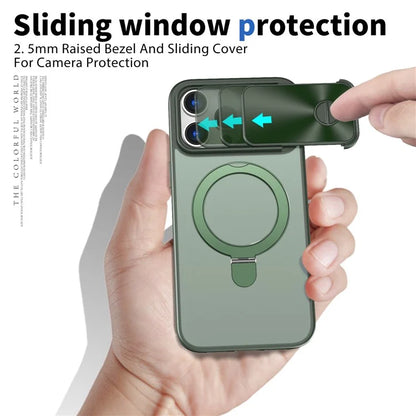 Style B For iPhone 15 Pro Max Magnetic Phone Case with Kickstand Lens Protection Hard PC Shell