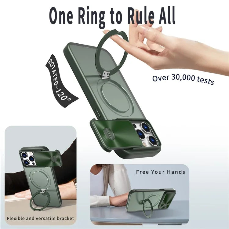 Style B For iPhone 15 Pro Max Magnetic Phone Case with Kickstand Lens Protection Hard PC Shell