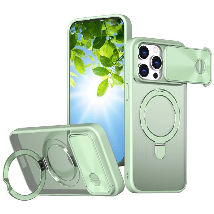 Style B For iPhone 15 Pro Max Magnetic Phone Case with Kickstand Lens Protection Hard PC Shell