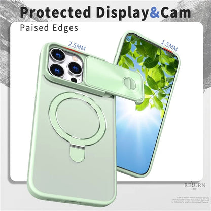 Style B For iPhone 15 Pro Max Magnetic Phone Case with Kickstand Lens Protection Hard PC Shell
