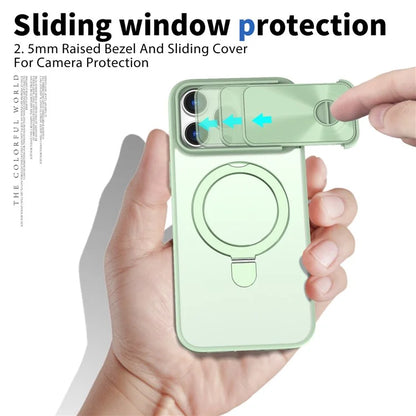 Style B For iPhone 15 Pro Max Magnetic Phone Case with Kickstand Lens Protection Hard PC Shell
